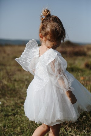 Kız Bebek Kız Çocuk Doğum Günü Parti Düğün Elbise Tüllü Tütü Astarlı Çocuk Giyim Bebek Giyim Elbise Uzun Kanatlı