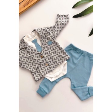 Erkek Bebek Erkek Bebek Takım Uzun Kollu Ceketli Bady Alt Üst Takım Bebek Giyim