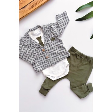 Erkek Bebek Erkek Bebek Takım Uzun Kollu Ceketli Bady Alt Üst Takım Bebek Giyim