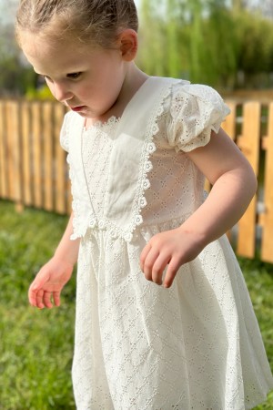 Kız Bebek Elbise Kız Çocuk Elbise Doğum Günü Parti Düğün Elbise Dantelli Kısa Kol Astarlı Elbise