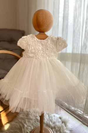 Kız Bebek Elbise Kız Çocuk Elbise Doğum Günü Parti Düğün Elbise Dantelli Kısa Kol Astarlı Elbise