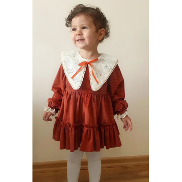 Kız Bebek Elbise Kız Çocuk Elbise Doğum Günü Parti Düğün Elbise Dantelli Uzun Kol Astarlı Elbise