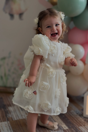 Kız Bebek Kız Çocuk Doğum Günü Parti Düğün Elbise Kısa Kol Tüllü Tütülü Tütü Astarlı