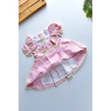 Kız Bebek Kız Çocuk Yazlık Elbise Kısa Kollu Astarlı Bebek Takım Bebek Giyim ELBDNT