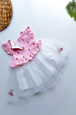 Yazlık Elbise Kısa Kollu Tüllü Tütü Astarlı Kız Çocuk Elbise Bebek Giyim Kız Bebek Elbise ELBKRZ