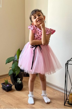 Yazlık Elbise Kısa Kollu Tüllü Tütü Astarlı Kız Çocuk Elbise Bebek Giyim Kız Bebek Elbise ELBKLP