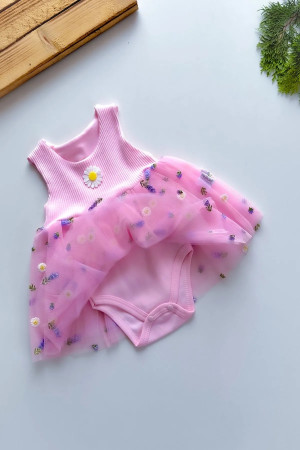Kız Bebek Kız Çocuk Yazlık Elbise Kısa Kollu Tüllü Tütü Astarlı Bebek Takım Bebek Giyim ELBTTL