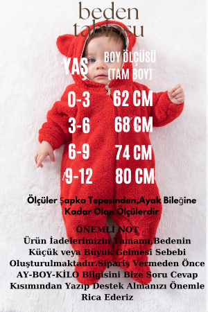 Welsoft Peluş Fermuarlı Kışlık Unisex Kız Erkek Bebek Uyku Tulumu Bebek Tulumu Çocuk Tulumu