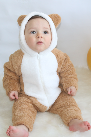 Welsoft Peluş Unisex Fermuarlı Kışlık Bebek Uyku Tulumu Bebek Tulumu Çocuk Tulumu Çocuk Kostümü