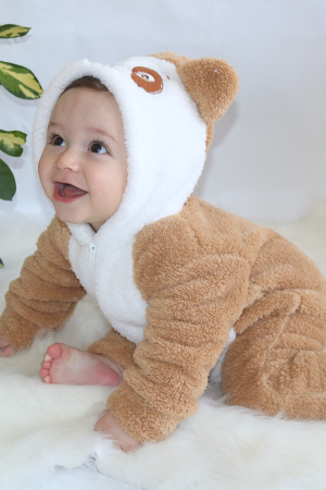 Welsoft Peluş Unisex Fermuarlı Kışlık Bebek Uyku Tulumu Bebek Tulumu Çocuk Tulumu Çocuk Kostümü