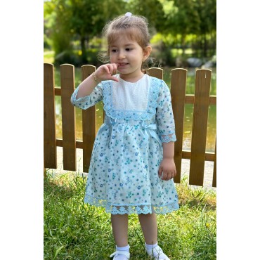 Yazlık Elbise Kısa Kollu Kız Çocuk Elbise Bebek Giyim Kız Bebek Elbise ELBDNTC